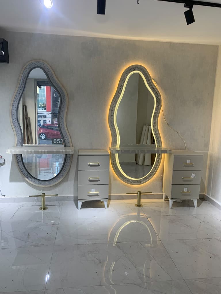 Oray Concept İkili Organik Dalga LED Ayna ve Keson Seti 9